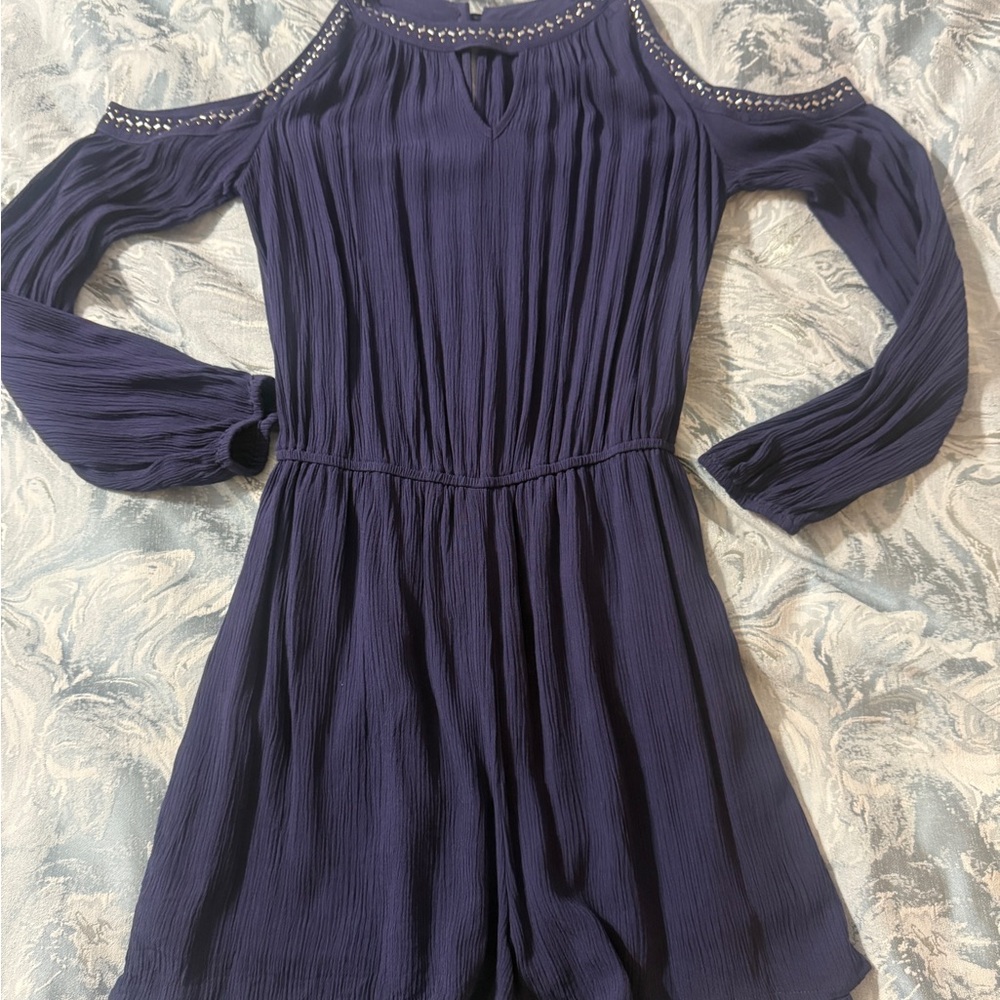 Elegant Navy Cold Shoulder Romper